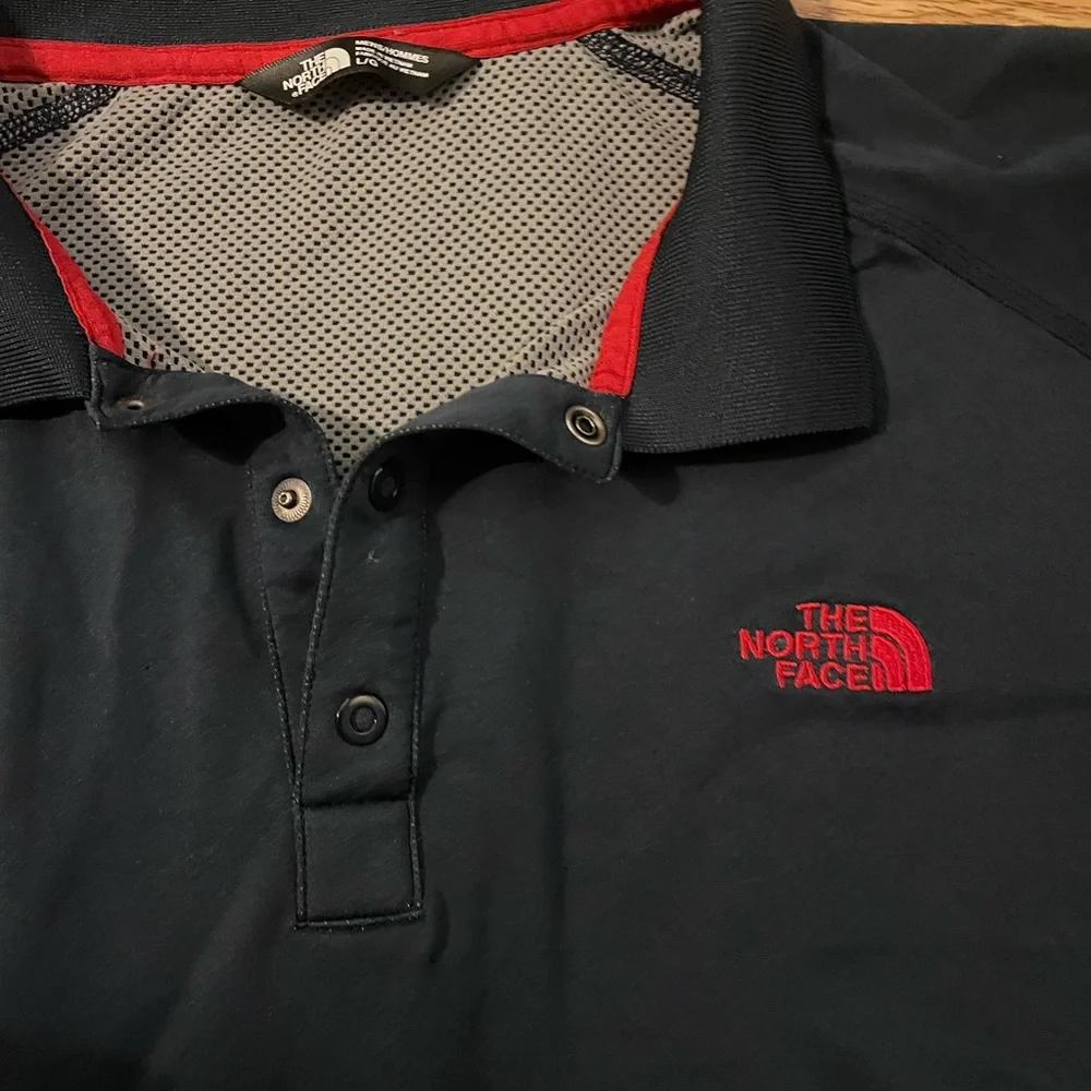 The North Face Navy Polo‎ Shirt - Moisture Wicking, Size Large, Red Logo